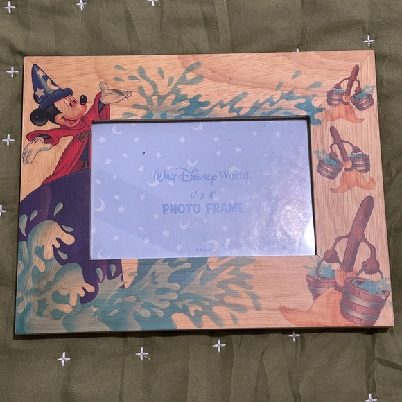 RARE Disney Mickey Mouse Sorcerer's Apprentice Mops Fantasia Picture Frame 4"x6" - Picture 5 of 9